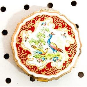 Vintage Stratton of England compact mirror peacock